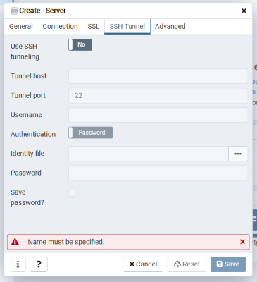 pgAdmin - Create Server